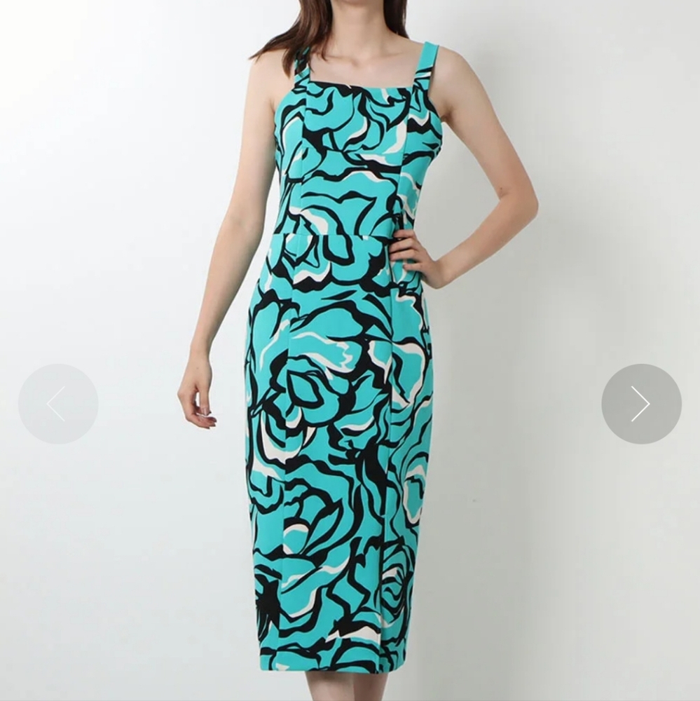 RACHEL Rachel Roy Teal and Black Midi Dress